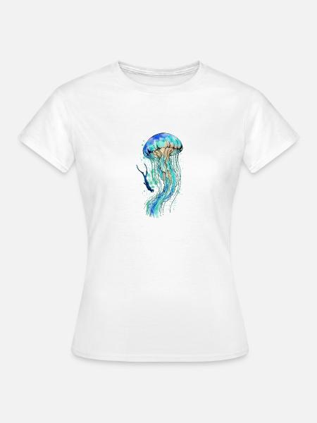 Jellyfish Dive Art - Frauen T-Shirt - Weiß