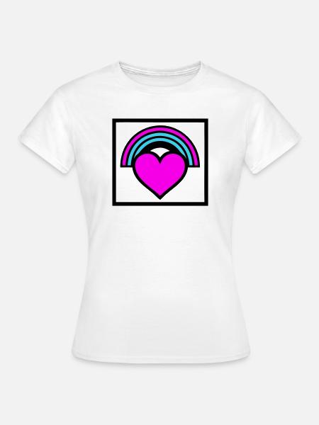Regenbogen Herz Rahmen Logo - Frauen T-Shirt - Weiß