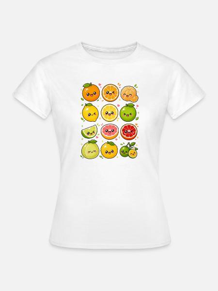 Kawaii Zitrusfrüchte | Orange & Zitrone - Frauen T-Shirt - Weiß