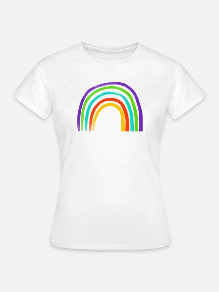 Regenbogen Pinselstrich Bogen - Frauen T-Shirt - Weiß