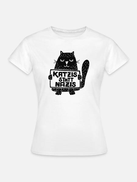 Katzis statt Nazis - Frauen T-Shirt - Weiß