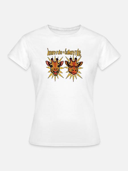Innere Ruhe = Äußere Ruhe, Giraffenwitz - Frauen T-Shirt - Weiß