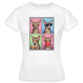 Katzen Orientalisch Kurzhaar Katze - Frauen T-Shirt - Weiß - Vorne - AI Model Female 172 dark (172cm)