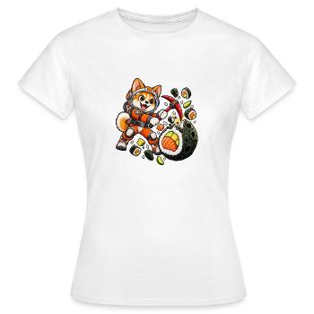 Shiba-Astronaut Sushi-Mond-Entdecker - Frauen T-Shirt - Weiß - Vorne - AI Model Female 172 dark (172cm)