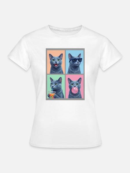 Katzen Russisch Blau Katze - Frauen T-Shirt - Weiß