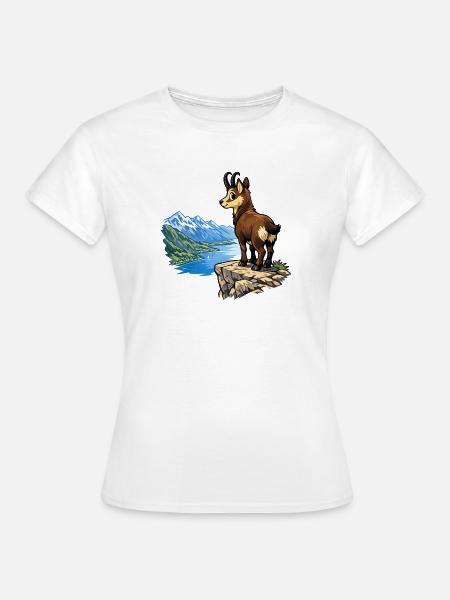 Alpengemsen auf Felsen - Frauen T-Shirt - Weiß