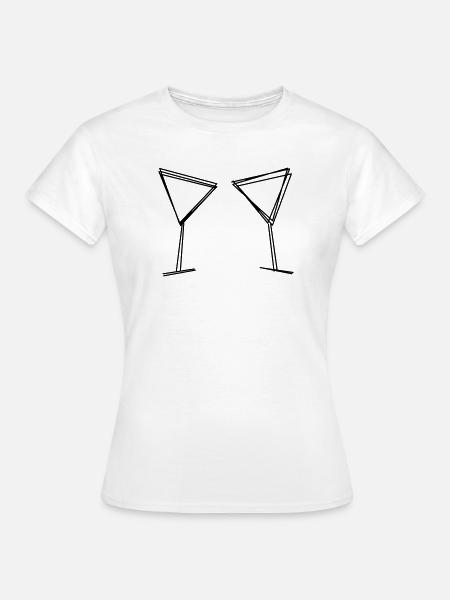 Zwei Gläser handgezeichnet - Frauen T-Shirt - Weiß