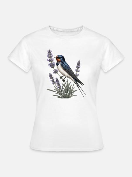 Barn Swallow auf Lavendel - Frauen T-Shirt - Weiß