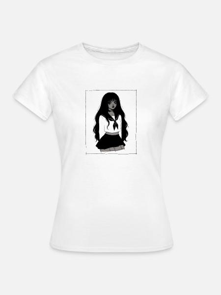 Schwarze Sailor-Gothic Schuluniform - Frauen T-Shirt - Weiß