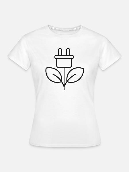 Umweltfreundliches Steckerleitungs-Symbol - Frauen T-Shirt - Weiß