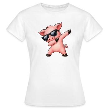 Schwein Sonnenbrille Dab Lustiger Cartoon - Frauen T-Shirt - Weiß - Vorne - AI Model Female 172 dark (172cm)