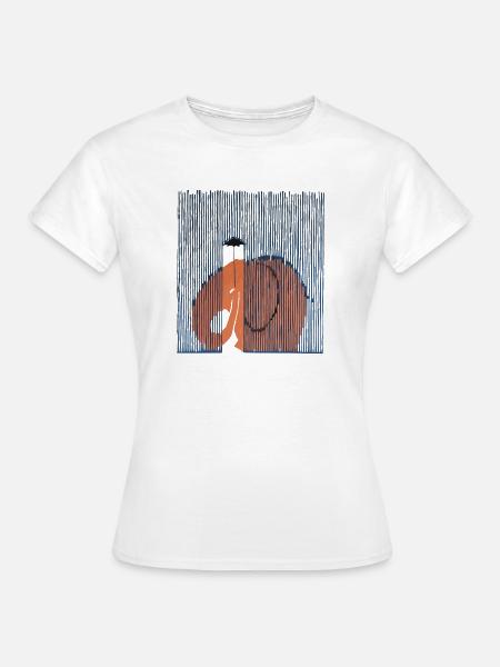 Elefant im Regen – Künstlerisches Design - Frauen T-Shirt - Weiß