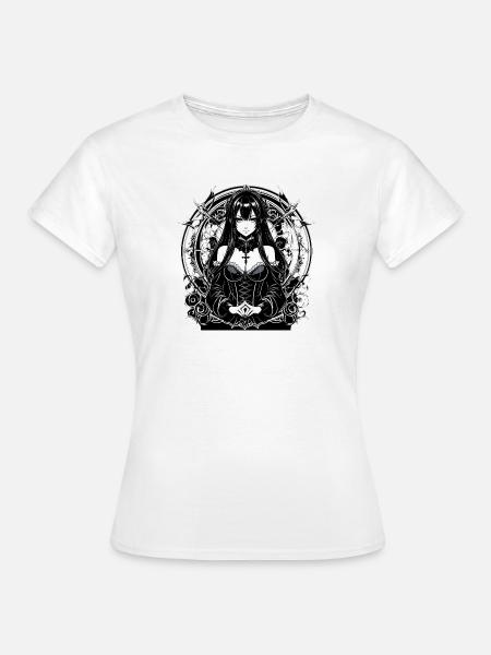 Gothische Zauberin im Kreisornament - Frauen T-Shirt - Weiß