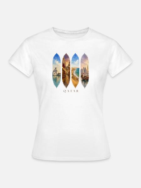 Qatar Travel – Doha & Wüste Motiv - Frauen T-Shirt - Weiß