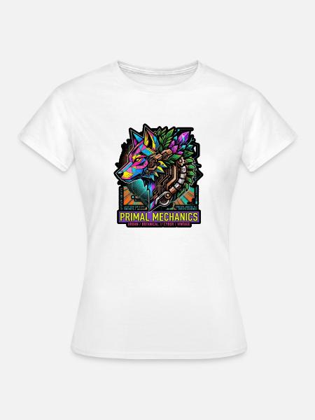 Urmechanik – Neon Wolf - Frauen T-Shirt - Weiß