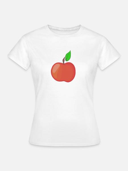 Roter Apfel mit Blattillustration - Frauen T-Shirt - Weiß