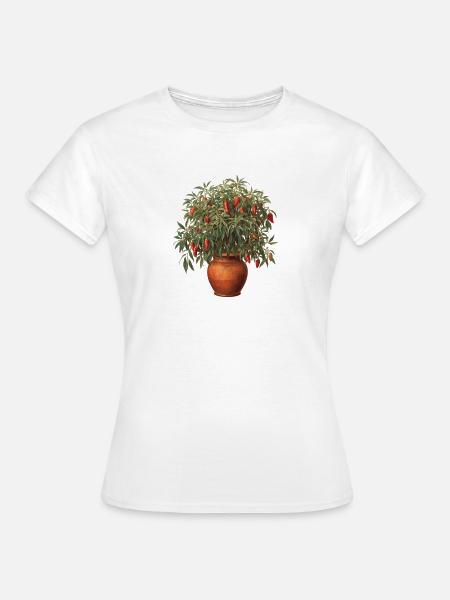Chilipflanze im Terrakotta-Topf - Frauen T-Shirt - Weiß