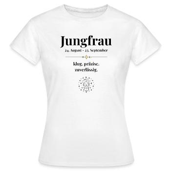 Sternzeichen Jungfrau - Frauen T-Shirt - Weiß - Vorne - AI Model Female 172 dark (172cm)