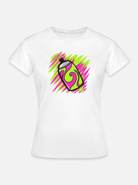 Neon-Graffiti-Spraydosen-Tee - Frauen T-Shirt - Weiß