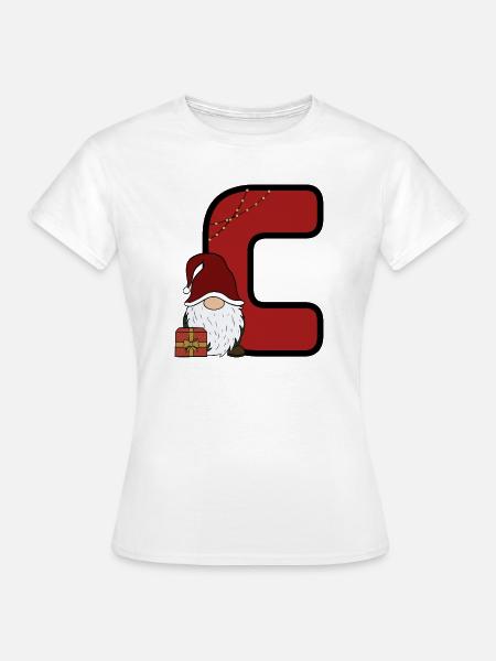 Weihnachts-C mit Santa und Geschenk - Frauen T-Shirt - Weiß