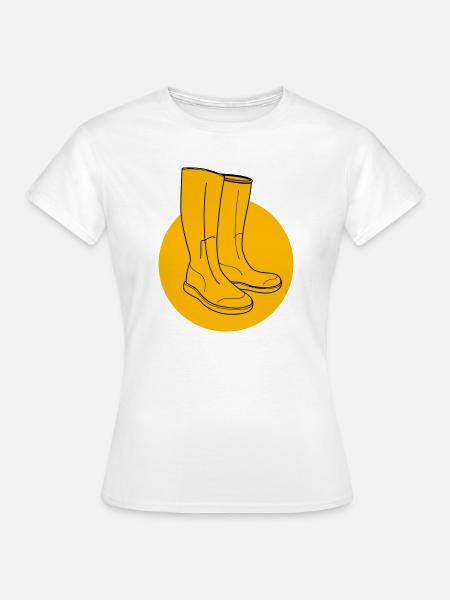 Gelbe Gummistiefel - Frauen T-Shirt - Weiß