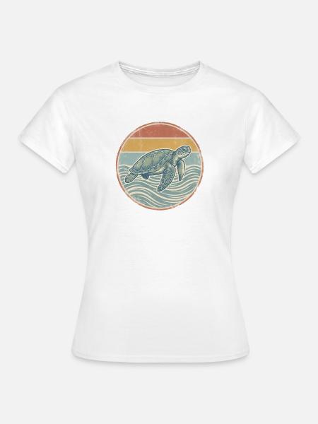Vintage Meeresschildkröte – Retro Ozean Wellen - Frauen T-Shirt - Weiß