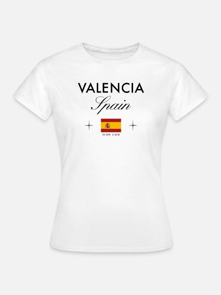 Valencia Spanien Koordinaten Reise Souvenir - Frauen T-Shirt - Weiß