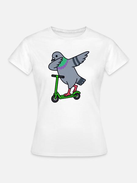 Taube auf Scooter - Frauen T-Shirt - Weiß