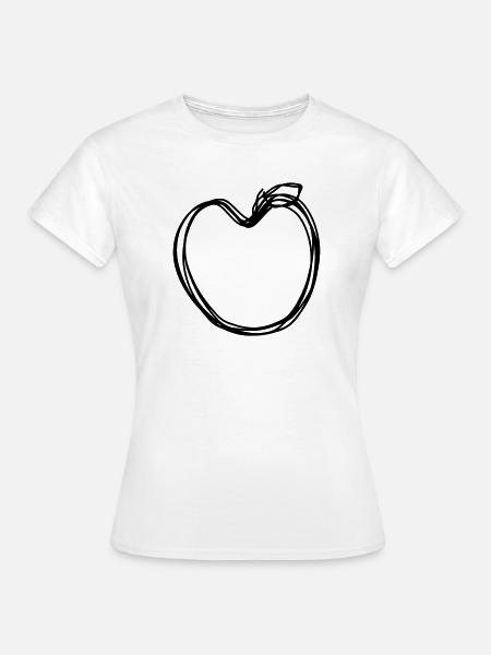 Apfel handgezeichnet - Frauen T-Shirt - Weiß