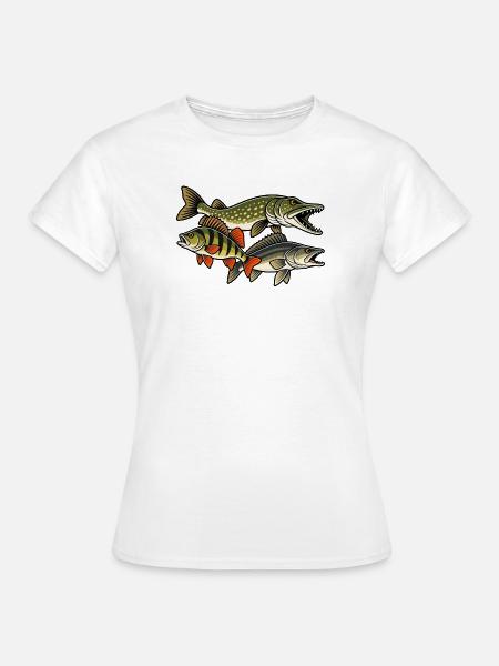 Hecht Zander Barsch Raubfisch Angeln - Frauen T-Shirt - Weiß