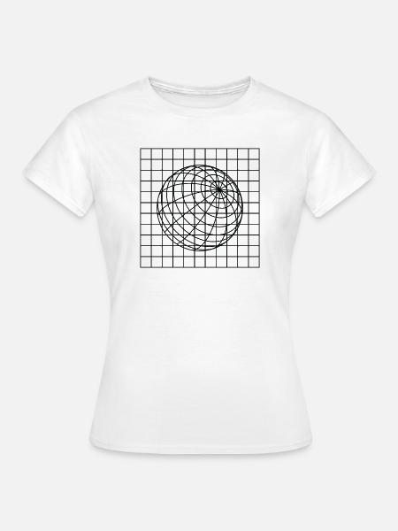 Geometrischer Globusdrahtrahmen - Frauen T-Shirt - Weiß