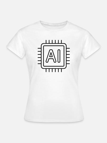 KI-Mikrochip-Liniensymbol - Frauen T-Shirt - Weiß