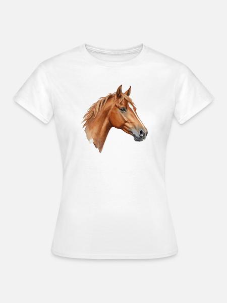 Pferdekopf aquarell Geschenk Geburtstag Reiter - Frauen T-Shirt - Weiß