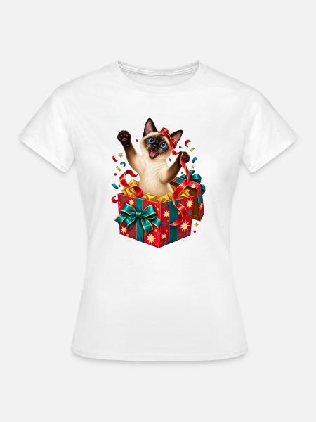 Kuschelkätzchen im Geschenkpaket - Frauen T-Shirt - Weiß