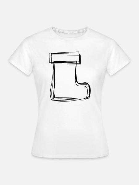 Nikolausstiefel handgezeichnet - Frauen T-Shirt - Weiß