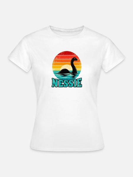 Nessie Loch Ness Sonnenuntergangsillustration - Frauen T-Shirt - Weiß