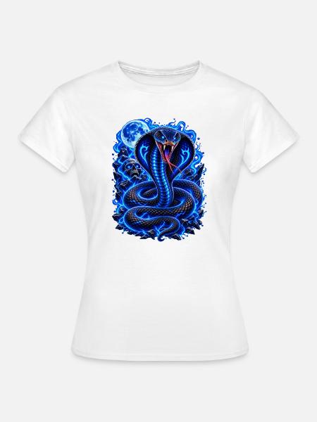 Blaue Neon Kobra - Frauen T-Shirt - Weiß