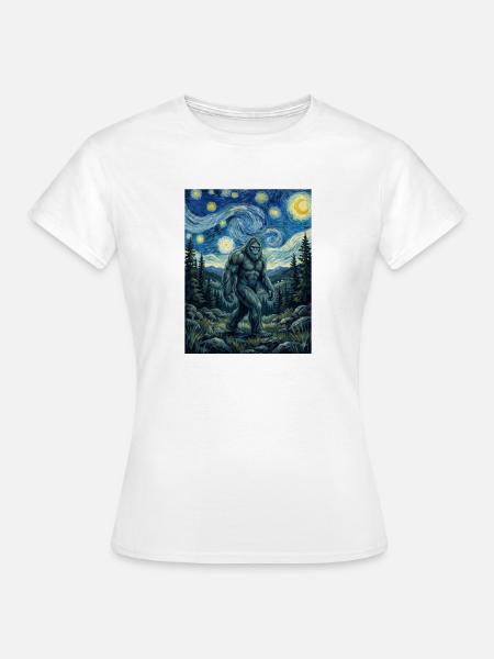 Bigfoot Sternennacht – Sasquatch-Campingkunst - Frauen T-Shirt - Weiß