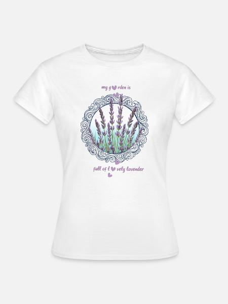 Lavendelgarten eingerahmt Lavendel Lavendelblüten - Frauen T-Shirt - Weiß