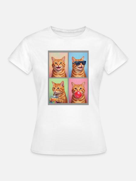 Katzen orange Tabby Katze - Frauen T-Shirt - Weiß