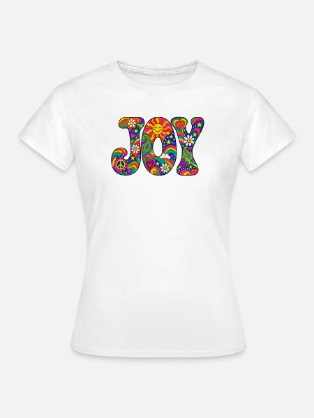 Psychedelisches JOY Muster - Frauen T-Shirt - Weiß