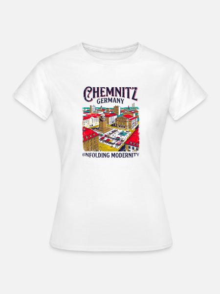 Retro Chemnitz Germany City Skyline Darmstadt - Frauen T-Shirt - Weiß