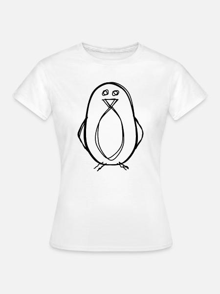 Pinguin handgezeichnet - Frauen T-Shirt - Weiß