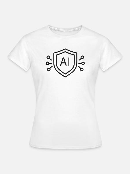 KI-Sicherheitsschildlinien-Symbol - Frauen T-Shirt - Weiß
