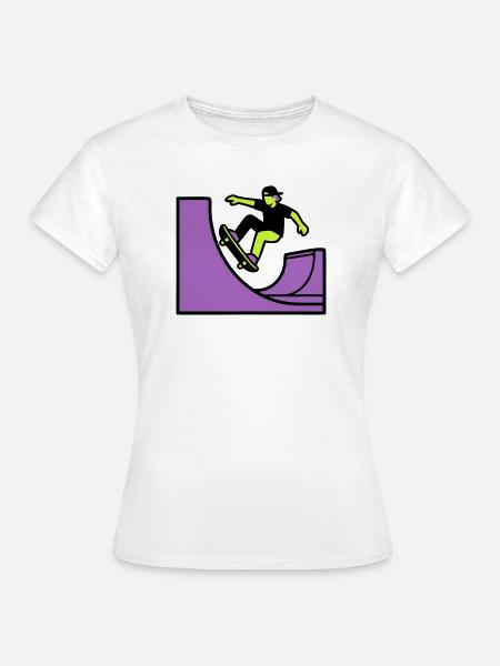 Skateboard Halfpipe Grafik - Frauen T-Shirt - Weiß