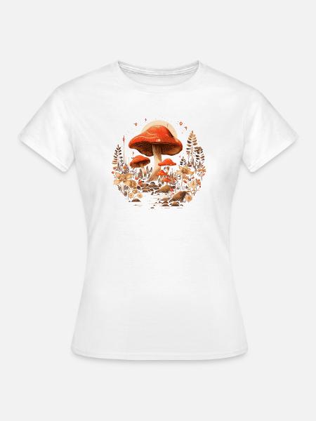 Magische Pilze Waldweg Cottagecore Natur - Frauen T-Shirt - Weiß