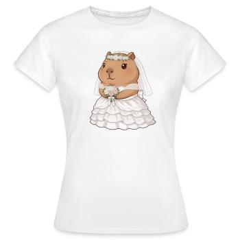 Capybara Braut an Hochzeit  - Frauen T-Shirt - Weiß - Vorne - AI Model Female 172 dark (172cm)
