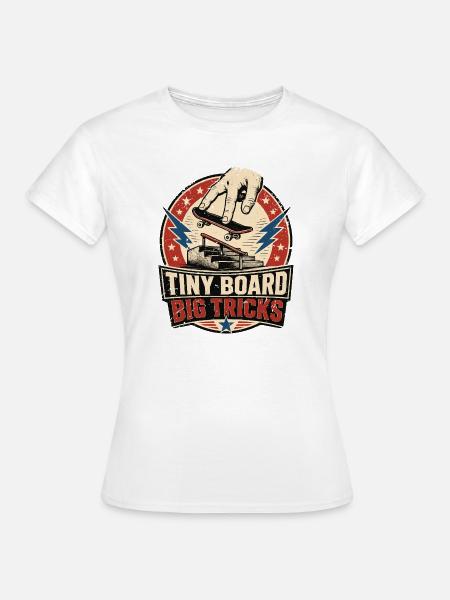  Backprint: Fingerboard Fingerboarding Skateboard - Frauen T-Shirt - Weiß