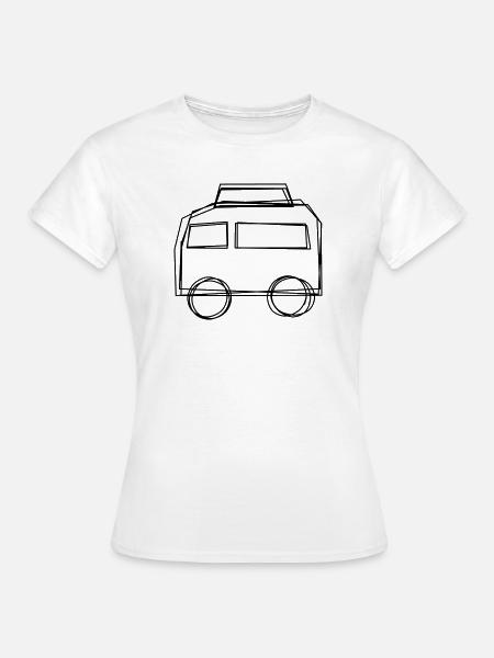 Campingbus handgezeichnet - Frauen T-Shirt - Weiß