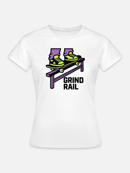 Skateboard Grind Rail Logo - Frauen T-Shirt - Weiß
